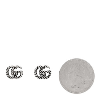 GUCCI Sterling Silver Torchon Double G Earrings