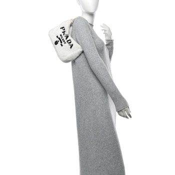 PRADA Terry Cloth Mini Re-Edition 2000 Bag White Black