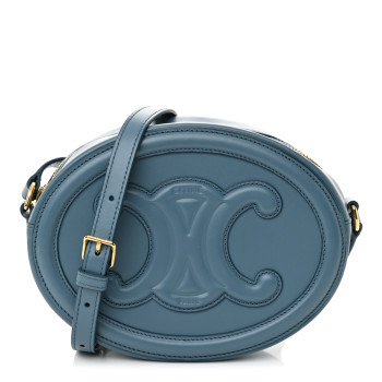 CELINE Smooth Calfskin Cuir Triomphe Oval Bag Denim