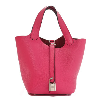 HERMES Taurillon Clemence Picotin Lock 18 PM Rose Shocking
