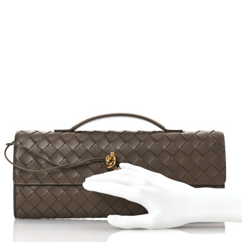 BOTTEGA VENETA Nappa Intrecciato Long Andiamo Top Handle Clutch Pinecone