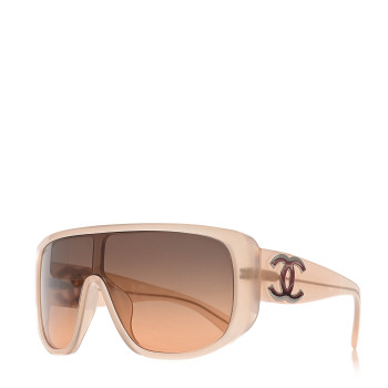 CHANEL Transparent Acetate Shield Sunglasses 5495 Light Pink