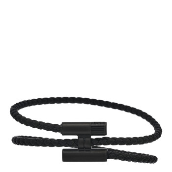 HERMES Swift Double Wrap Cord Tournis Tresse Bracelet T5 So Black