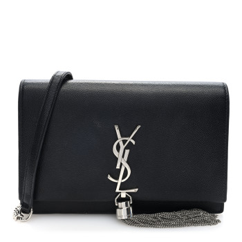 SAINT LAURENT Grain De Poudre Classic Monogram Kate Tassel Chain Wallet Black