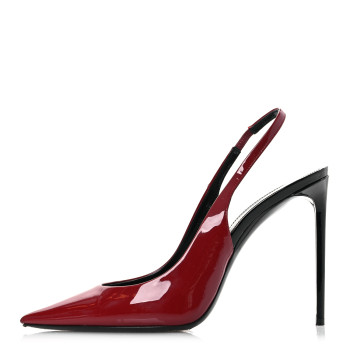 SAINT LAURENT Patent Calfskin Zoe 105 Slingback Pump 39 Opyum Red