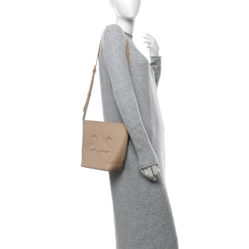 CELINE Smooth Calfskin Small Cuir Triomphe Bucket Bag Brown Sepia