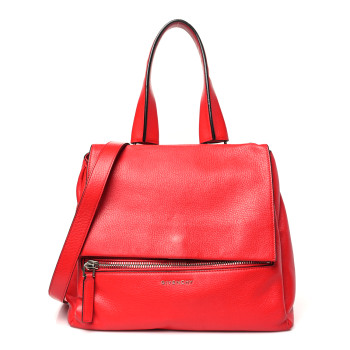 GIVENCHY Waxy Grained Calfskin Mini Pandora Pure Flap Bag Medium Red