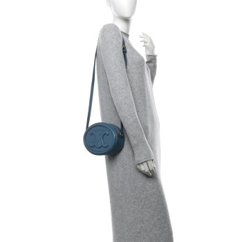 CELINE Smooth Calfskin Cuir Triomphe Oval Bag Denim