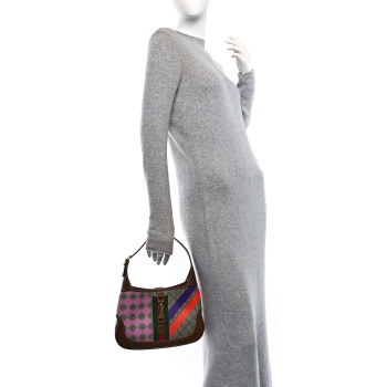 GUCCI GG Supreme Monogram Azalea Calfskin Print Web Small Jackie 1961 Hobo Multicolor