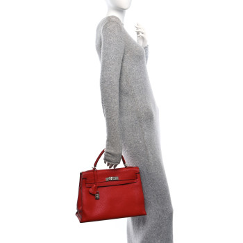 HERMES Togo Kelly Sellier 32 Rouge Vif