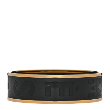 HERMES Enamel Wide Printed Sellier Bracelet 65 Black