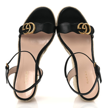 GUCCI Galassia Aitana Espadrille 10/95mm Wedge Sandals 40 Black
