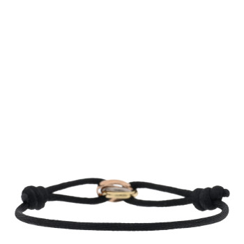 CARTIER 18K Pink Yellow White Gold Trinity Adjustable Cord Bracelet Black