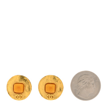CHANEL Metal Resin CC Clip On Earrings Gold