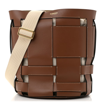 BURBERRY Smooth Calfskin Small Foster Bucket Bag Tan