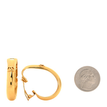 CHANEL Metal CC Hoop Clip On Earrings Gold