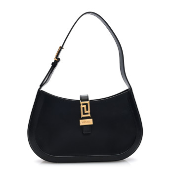 VERSACE Calfskin Large Greca Goddess Hobo Black