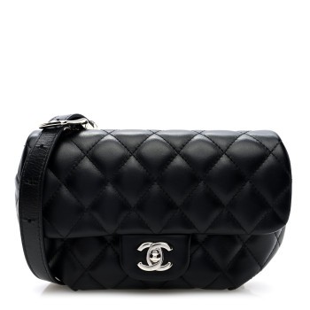 CHANEL Calfskin Quilted CC Uniform Flap Belt Bag Black