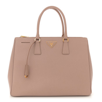 PRADA Saffiano Large Galleria Double Zip Tote Cammeo