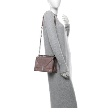 CHRISTIAN DIOR Metallic Patent Micro-Cannage Small Diorama Flap Bag Hyper Pink