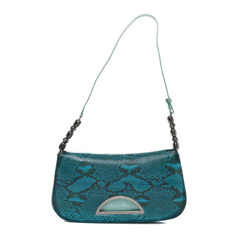 CHRISTIAN DIOR Snakeskin Malice Shoulder Bag Blue