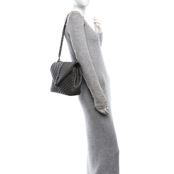 SAINT LAURENT Sheepskin Matelasse Large Monogram College Satchel Dark Anthracite