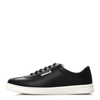 CHANEL Calfskin CC Mens Sneakers 42 Black