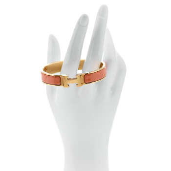 HERMES Enamel Narrow Clic Clac H Bracelet GM Peach Melba