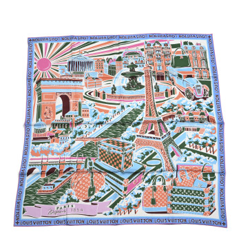 LOUIS VUITTON Silk LV Ride Square Scarf 90 Orange