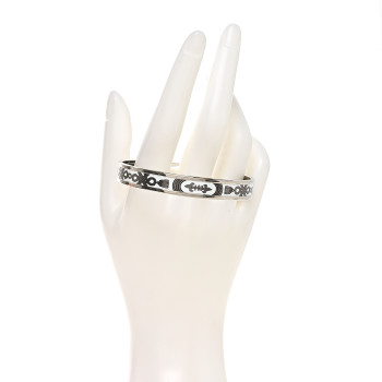 HERMES Enamel Printed Narrow Grand Apparat Bracelet 65 White
