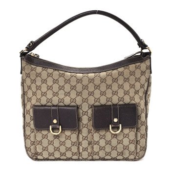 GUCCI Monogram Pocket Hobo Brown