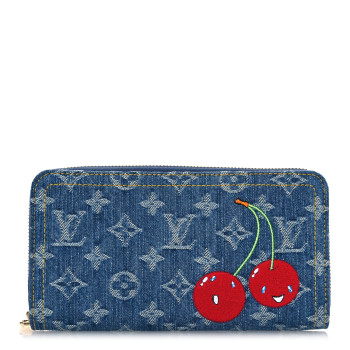 LOUIS VUITTON LV X TM Monogram Denim Cerises Zippy Wallet Blue