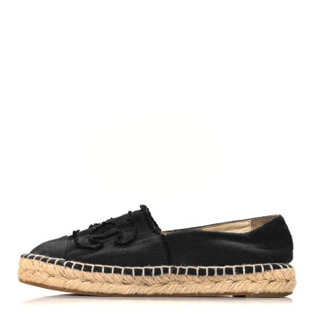 CHANEL Denim Toile CC Espadrilles 37 Black