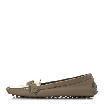 LOUIS VUITTON Calfskin Oxford Loafers 37.5 Beige White
