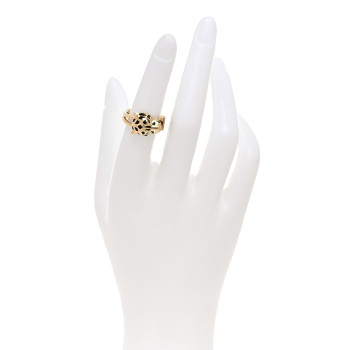 CARTIER 18K Yellow Gold Diamond Tsavorite Garnet Black Onyx Panthere de Cartier Ring 50 5.25