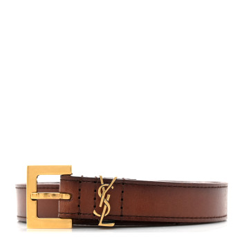 SAINT LAURENT Vegetable Tanned Cassandre Belt 80 32 Dark Brown Chocolate