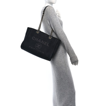 CHANEL Mixed Fibers Small Deauville Tote Black