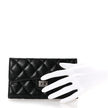 CHANEL Aged Calfskin Quilted Large Reissue Gusset Flap Wallet Black