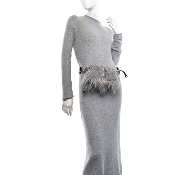 MARC JACOBS Faux Fur Calfskin The Creature Snapshot Camera Bag Grey Silver
