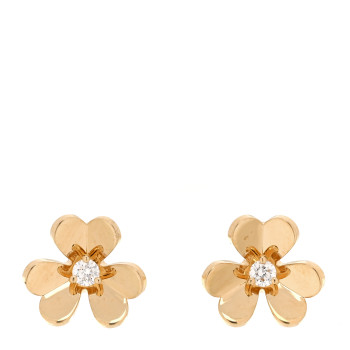 VAN CLEEF & ARPELS 18K Yellow Gold Diamond Mini Frivole Earrings