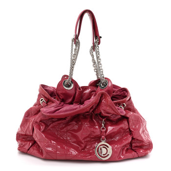 CHRISTIAN DIOR Patent Cannage Medium Le Trente Tote Pink