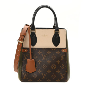 LOUIS VUITTON Calfskin Monogram Fold Tote PM Cream Khaki Black