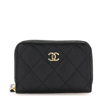 CHANEL Caviar Quilted Zip Coin Purse Black