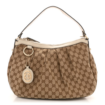 GUCCI Monogram Medium Sukey Hobo Off White