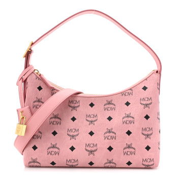 MCM Visetos Small Aren Shoulder Bag Blossom Pink