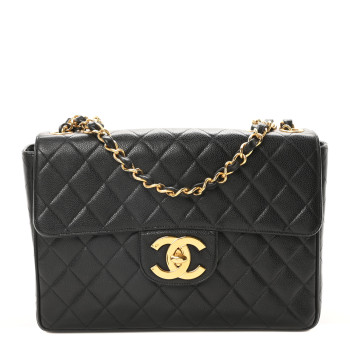 CHANEL Caviar Quilted XL Jumbo Single Flap Black