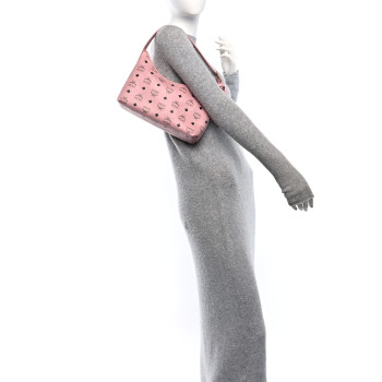 MCM Visetos Small Aren Shoulder Bag Blossom Pink