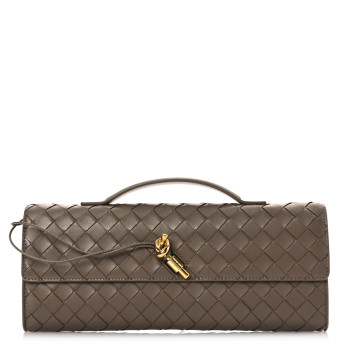 BOTTEGA VENETA Nappa Intrecciato Long Andiamo Top Handle Clutch Pinecone