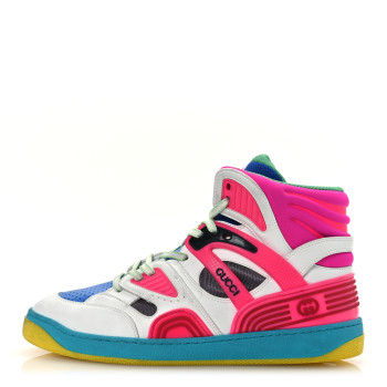 GUCCI Demetra Womens Basket High Top Sneakers 39.5 Great White Bright Splash Loess