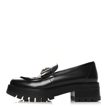 CHANEL Calfskin Metal CC Loafers 39 Black